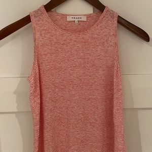 Frame - Red and White Striped Sleeveless Tank Top